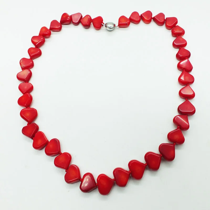 Valentine's Day Gift Classic  heart red sea coral necklace 17