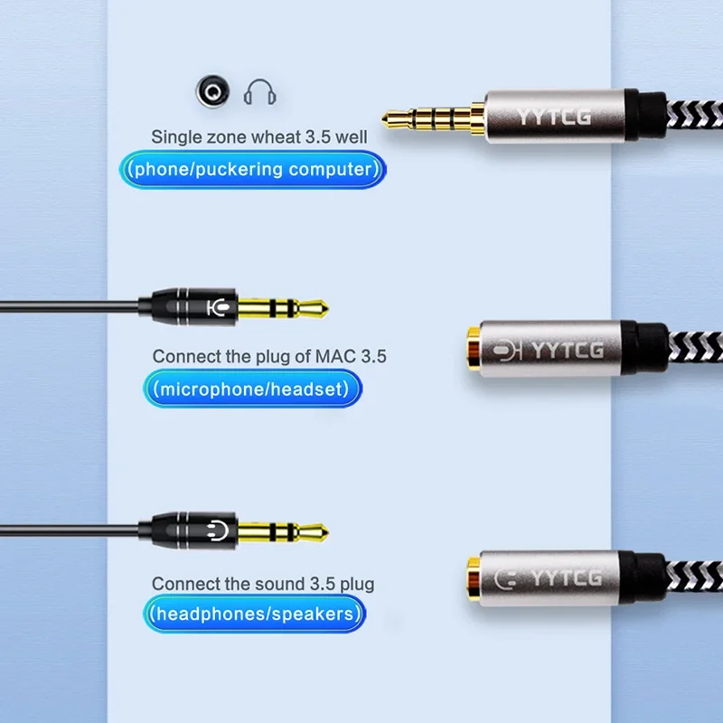 YYTCG-Câble répartiteur audio pour téléphone, haut de gamme, Hifi, 3.5mm, 1 mâle à 2, câble AUX pour ordinateur, sauna, haute qualité