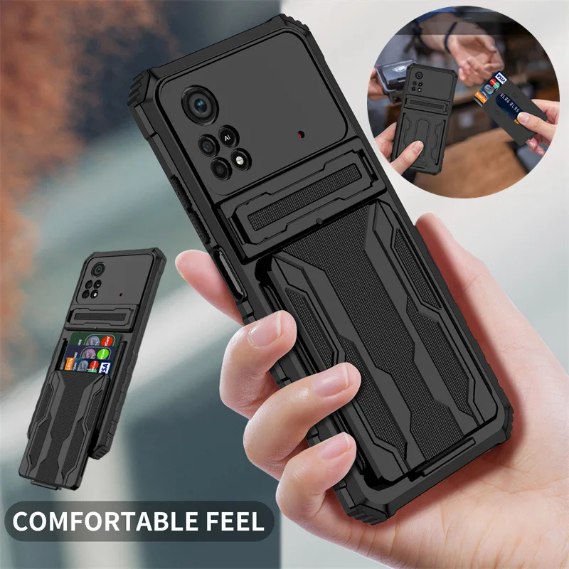 Poco X4 Pro 5G Case Shockproof Armor Kickstand Protection Cover For Poko Little Poco X4 Pro X4Pro Pocox4pro With Card Slot Cases