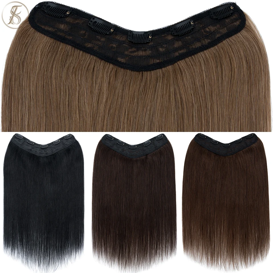 TESS-Extensions de Cheveux Naturels Blonds Lisses en Forme de V, 75g, 22 Pouces, 3/4 Tête Complète