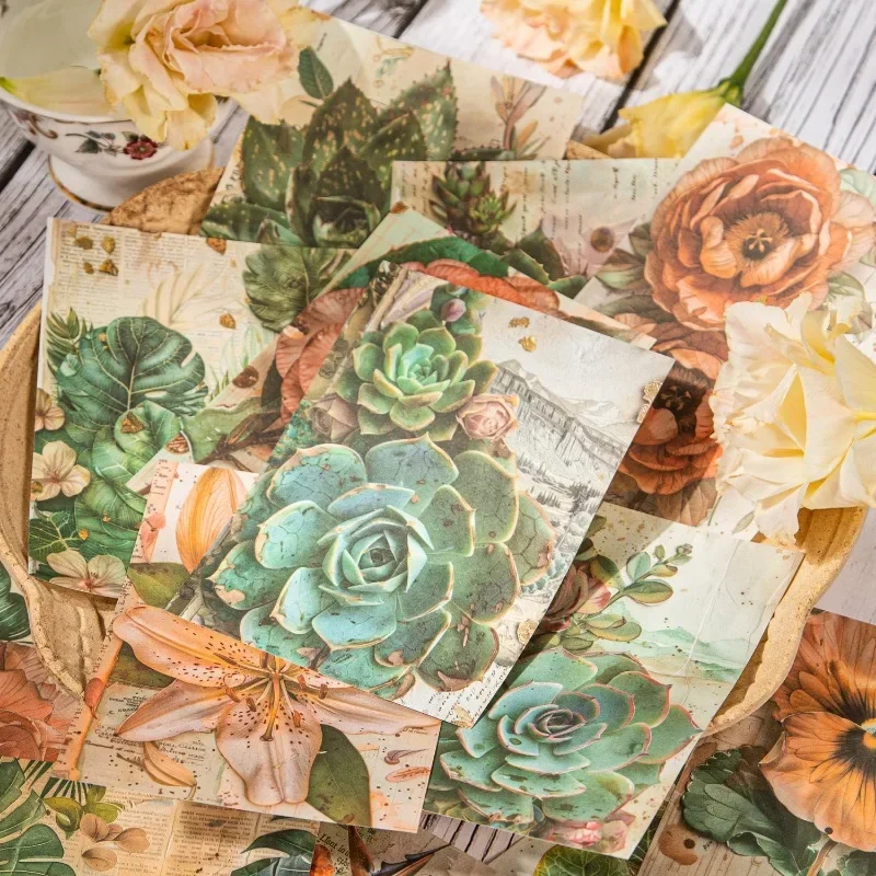 30Pcs Garden Past Series Paper Supplies Plant Journal Supplies DIY Decoration Collage Nature Style Paper Cute Decoration