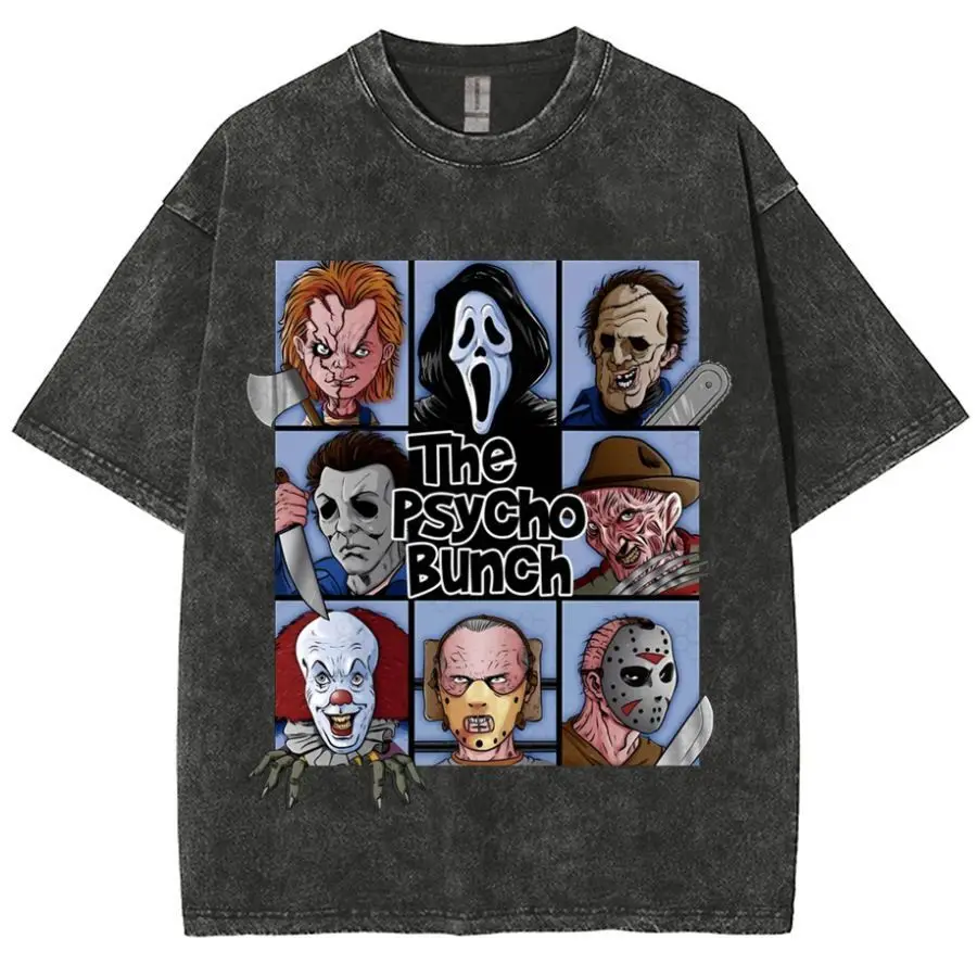 

240G heavy Y2k cartoon animation washed t-shirt American hip hop skull graphic cat print t-shirt