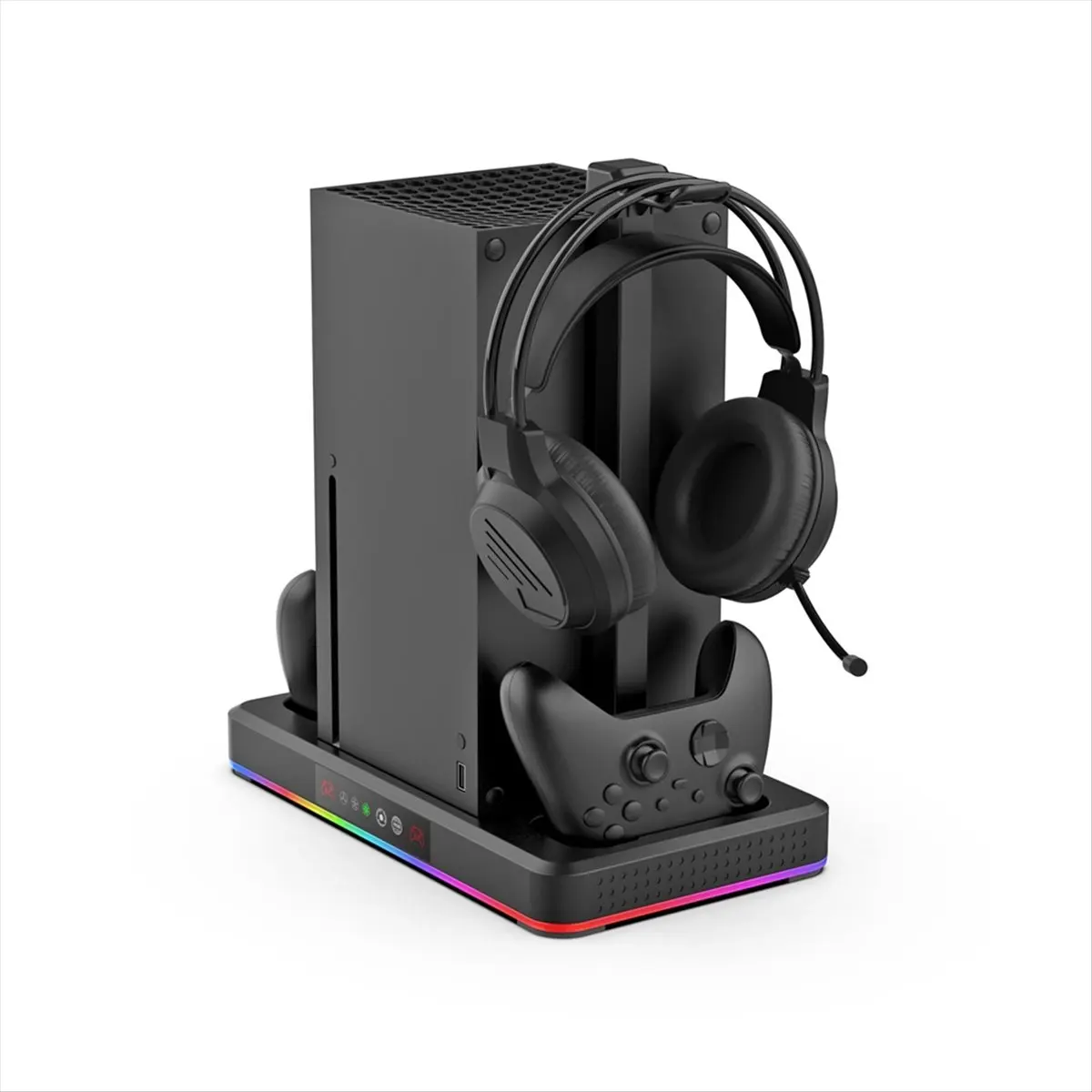 Active Phase Dual Charging Station Dock Controller Vertical Cooling Stand Cooling Fan Stand with RGB Light for Xbox Series X S B