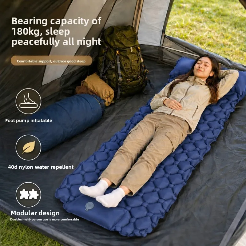 Foot Inflatable Camping Sleeping Pad Portable Waterproof Air Mattress for Outdoor Tent Single Double