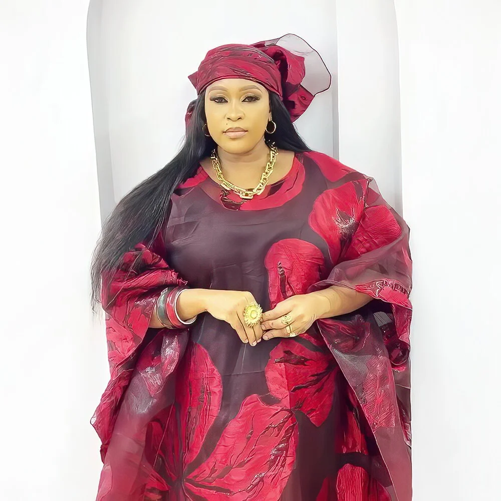 فساتين تركيا نمط جديد للمرأة الفاخرة الأنيقة 2025 طقم مكون من قطعتين امرأة أفريقية بوبو ارتداء وشاح الرأس ملابس أفريقيا #2