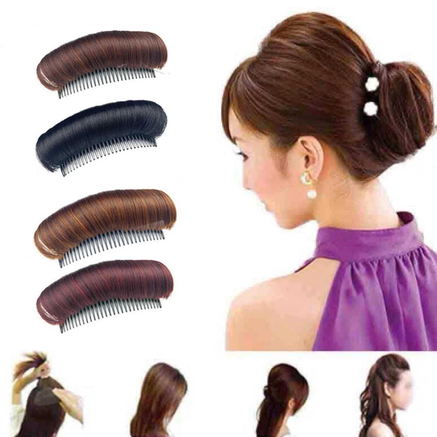 Women's Invisible Fluffy Hair Pad on Both Sides Thickened Increase Hair Volume Insert Comb Hair Pad Top Hair Patch Styling Tools