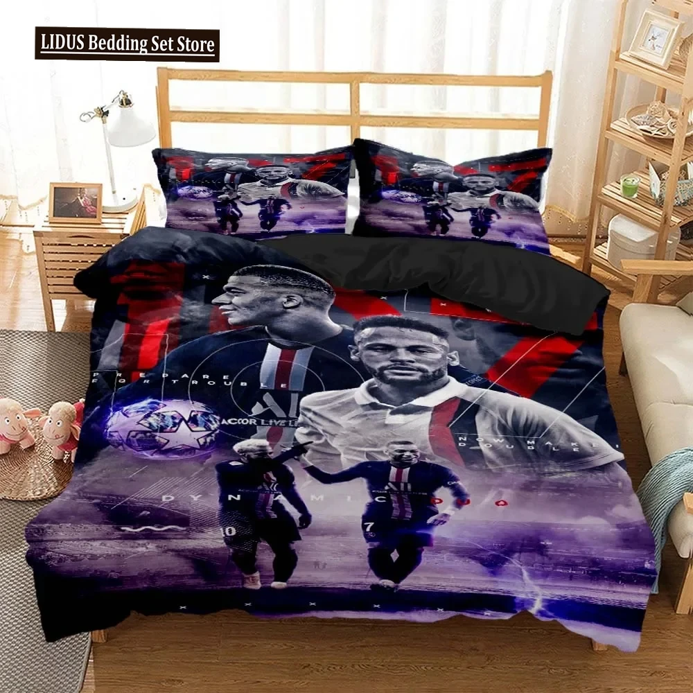 Modern Football Superstar 3D Printed Bedding Queen Bedding Set Soft And Comfortable Customized King Size Bedding Set For Boy