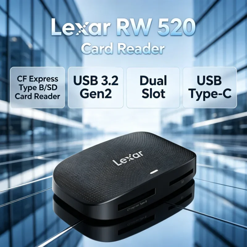 Lexar RW520 Memory Card Reader USB 3.2 Gen 2 High Speed CFexpress Type B SD Card Reader Dual Slot for Video Transfer