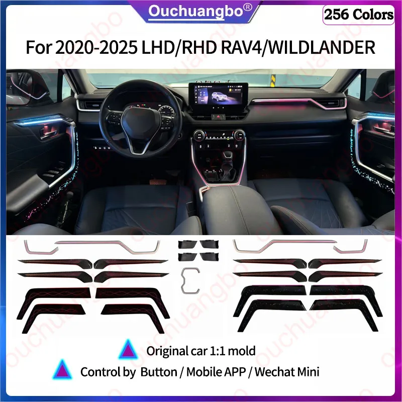Ouchuangbo LED Ambient light For LHD RHD RAV4 2020-2025 Atmosphere Lighting Kit Door Panel Foot Trim Backlight Decoration