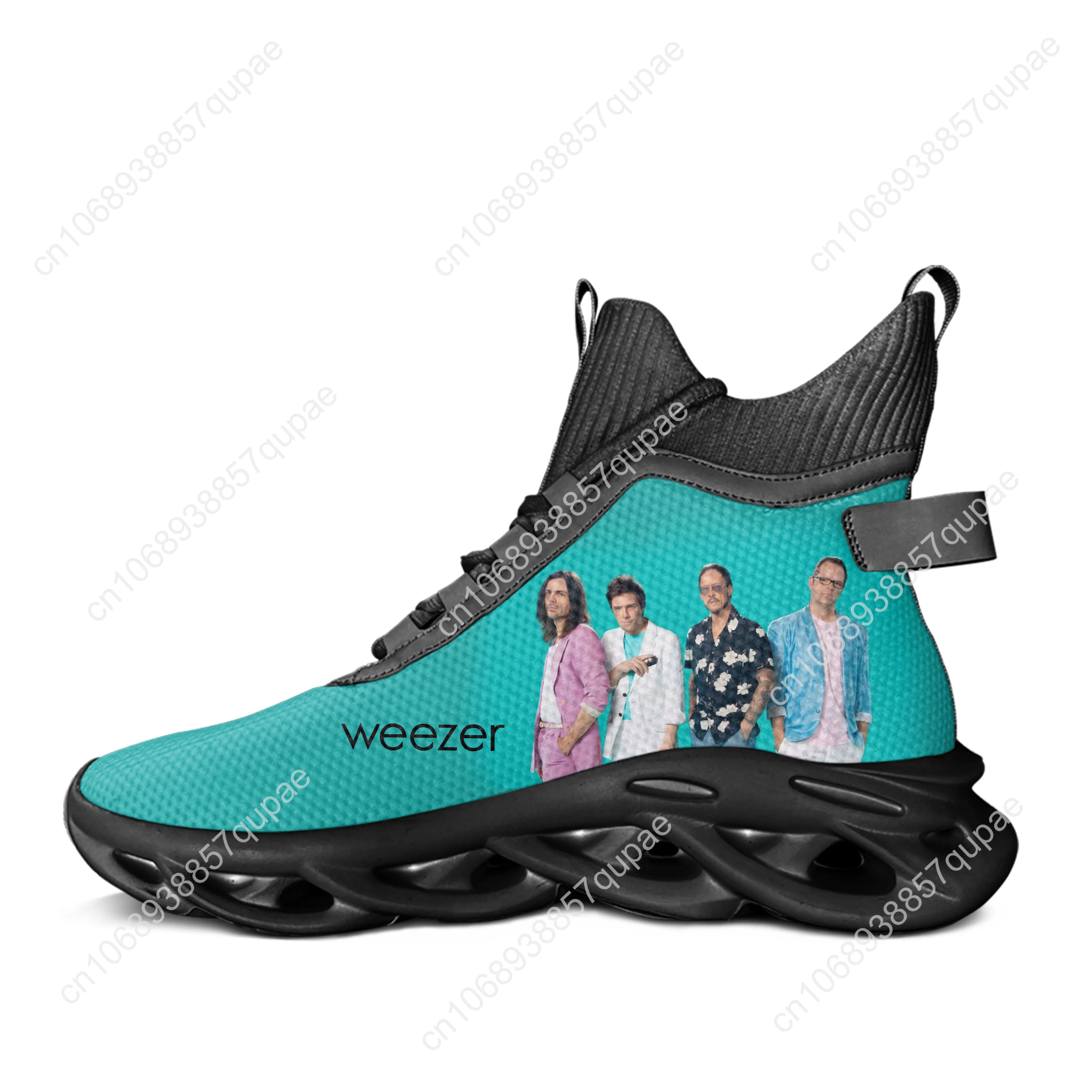 Weezer High Top Flats Sneakers Pop Rock Band Mens Womens Sports Running Shoes Quality Sneaker Lace Up Mesh Footwear Custom Shoe