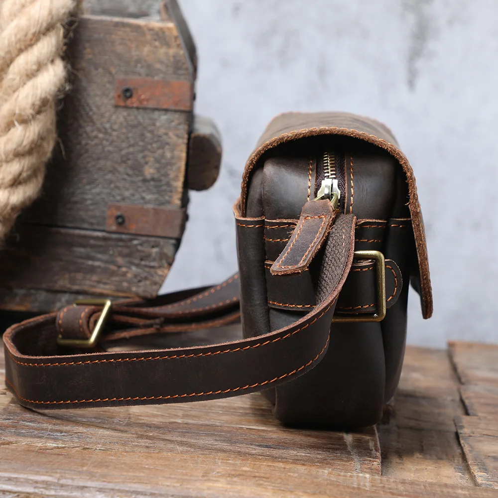 S.WORKER Vintage-Umhängetasche aus Vollnarbenleder für Herren | Umhängetasche aus Used-Leder – Detail 8