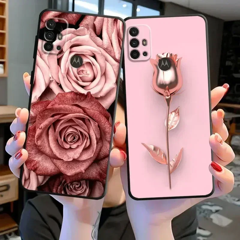 Love Rose Gold Style Phone Case for Motorola Moto G31 G32 G200 G52 G72 G30 G51 G71 5G G22 G50 G82 G8 Power Lite G60 Cover