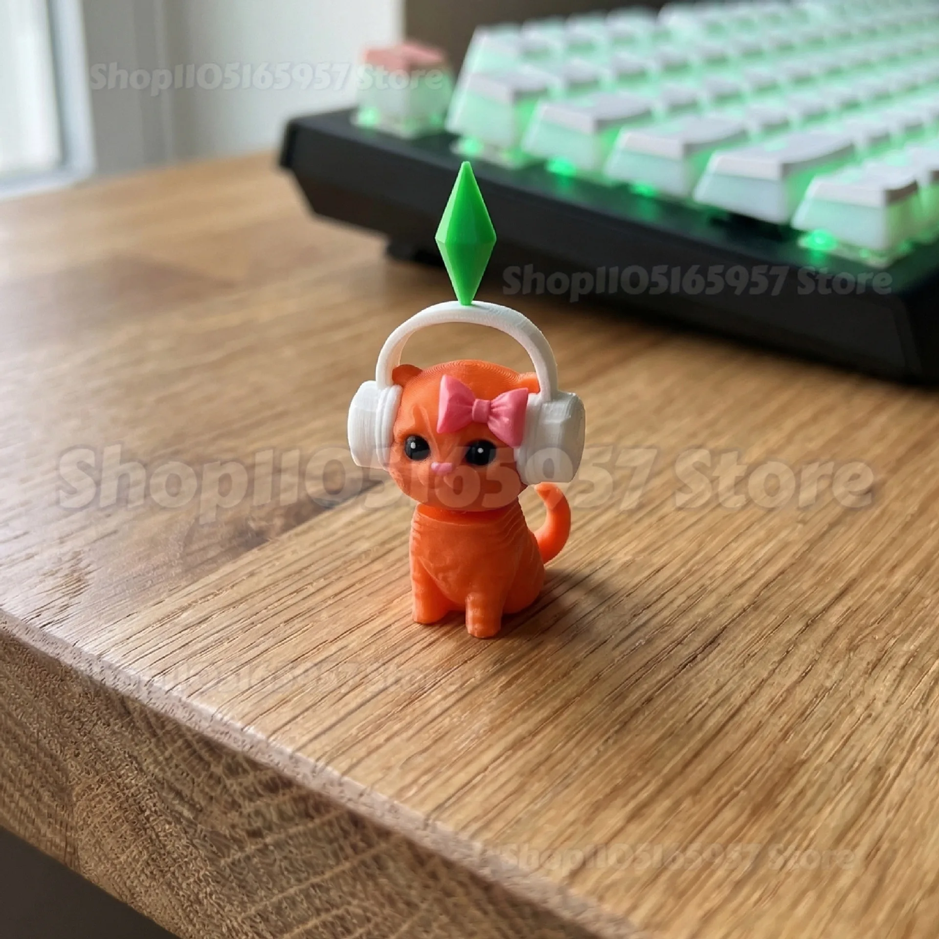 

The Sims Cat Dancing Cat Car Ornament Creative Cute Kitten Mini Earphone Cat Model Home Desktop Decor Automotive Interior Gift