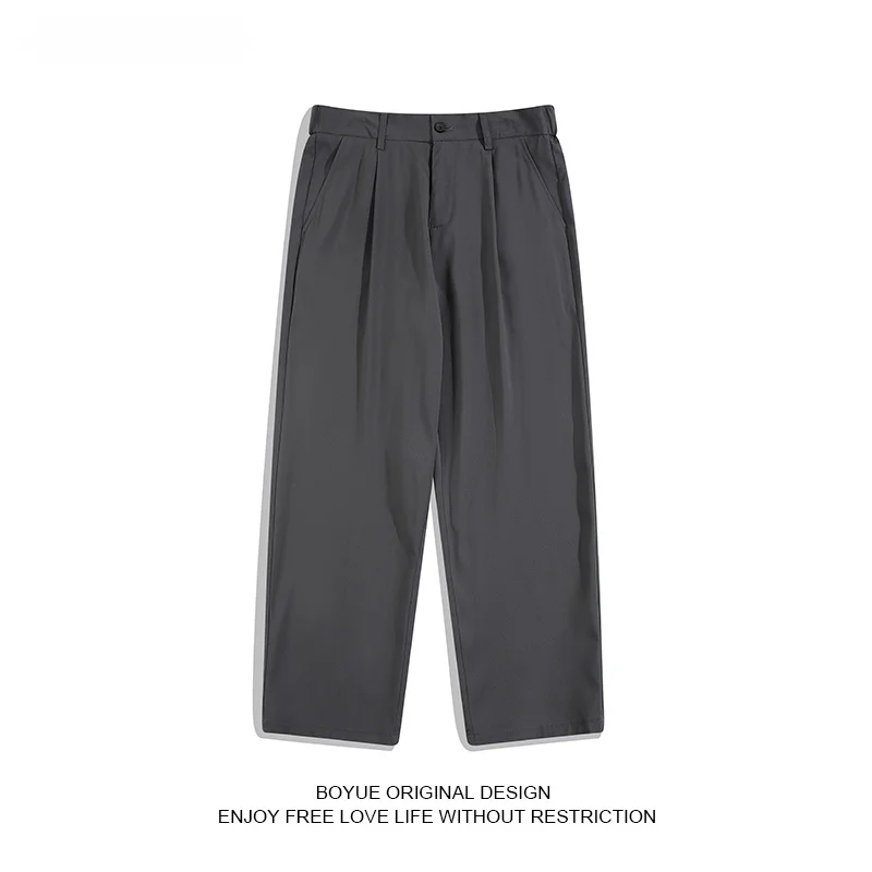 

Мужские летние брюки BOYUE из ледяного шелка, прямые, однотонные, для повседневной носки, молодежные, эластичные, струящиеся, в стиле кэжуал