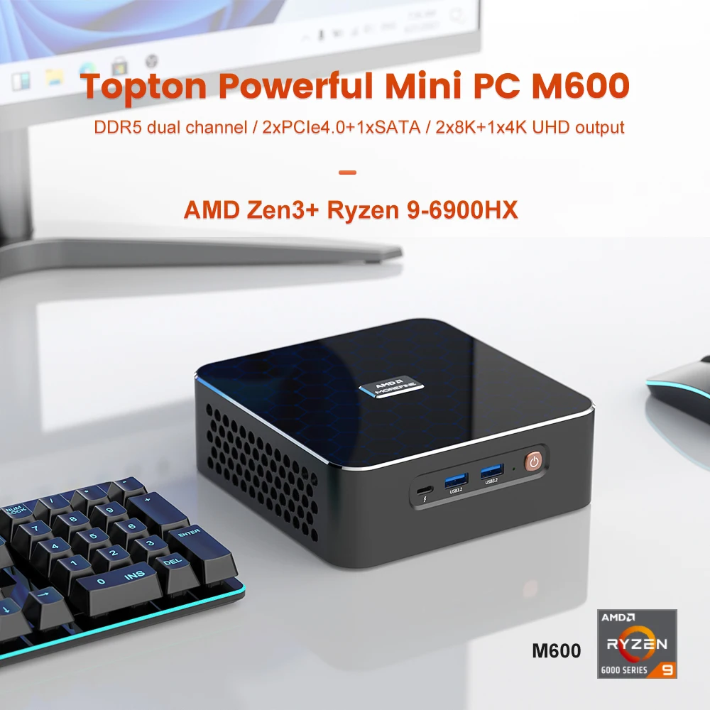 Mini ordenador AMD Gaming 6nm ry-zen 9 6900HX 7 PRO 2023 H DDR5 6850 MHz PCIe4.0x4 2x4800G LAN 2x8K UHD HTPC WiFi6, novedad de 2,5