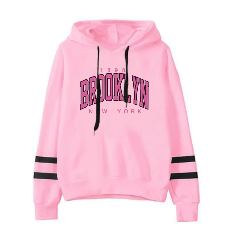 

Hot Sales Womens Sweatshirts Unique Letters Printing Pullovers Stripe Jogging Sports Clothing Casual Versatile Woman Hoodies Top