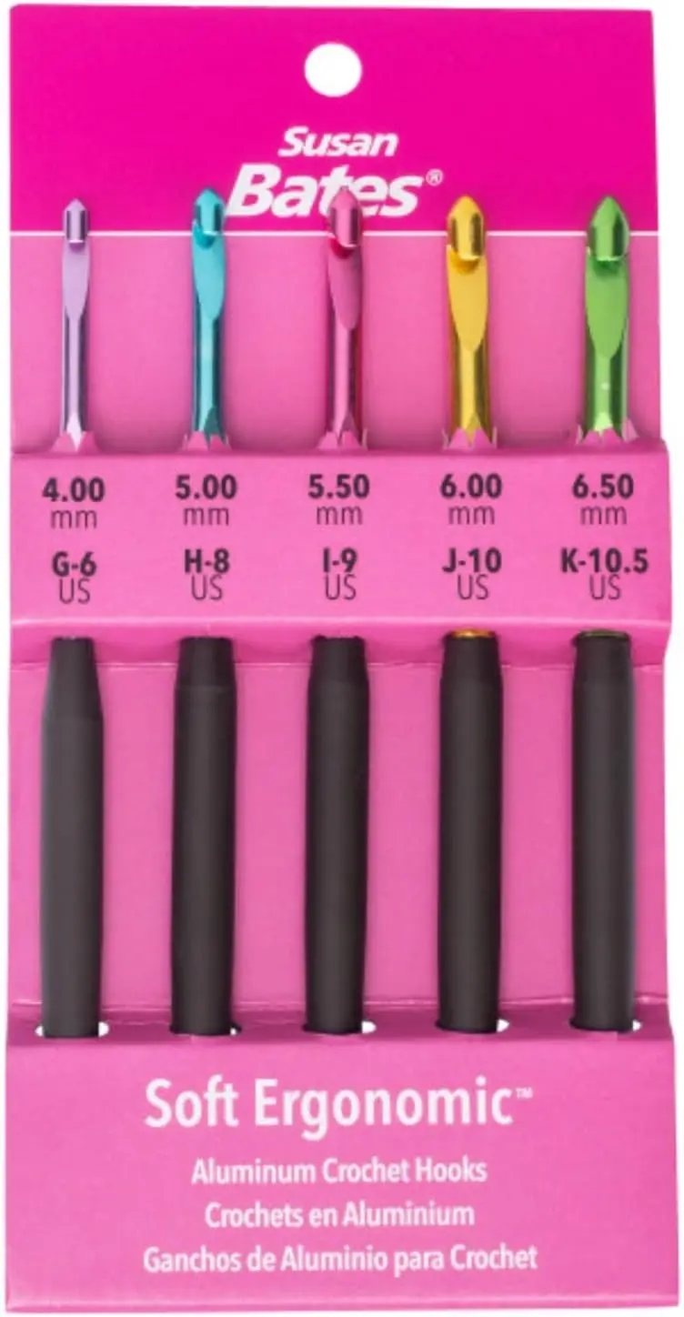 

Ergonomic Crochet Hook Set with Soft Handles, 5 Sizes G6/4mm to K10.5/6.5mm for Comfortable Stitching