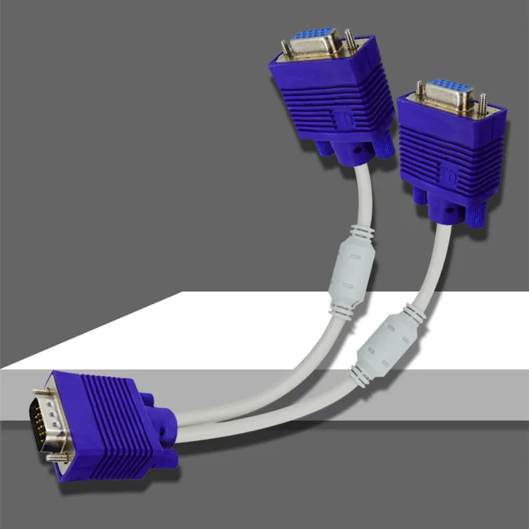 Cable divisor RGB VGA SVGA macho a 2 VGA dos HDB15 hembra, adaptador de extensión con núcleo VGA, convertidor de conector