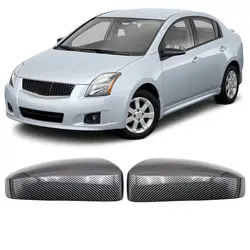 Pair Carbon Fiber Pattern Side Wing Mirror Cap Cover For 2007-2012 Nissan Sentra