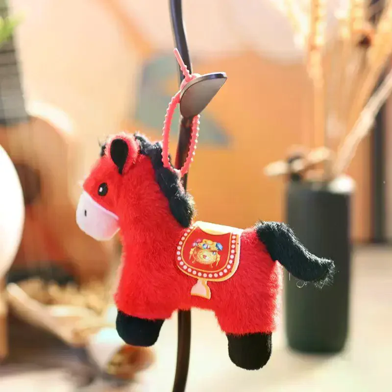 1 pz carino pony borsa chiave pendente decorativo 2026 capodanno del cavallo mascotte peluche portachiavi regalo di compleanno