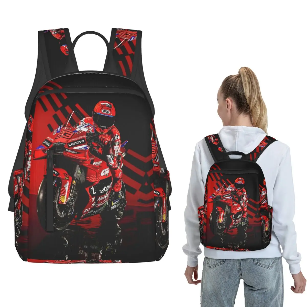 Motorcycle Racing Marqueze (8) Backpack Daypack Boys Girls BookBag School Bag Shoulder Bags for Men Women