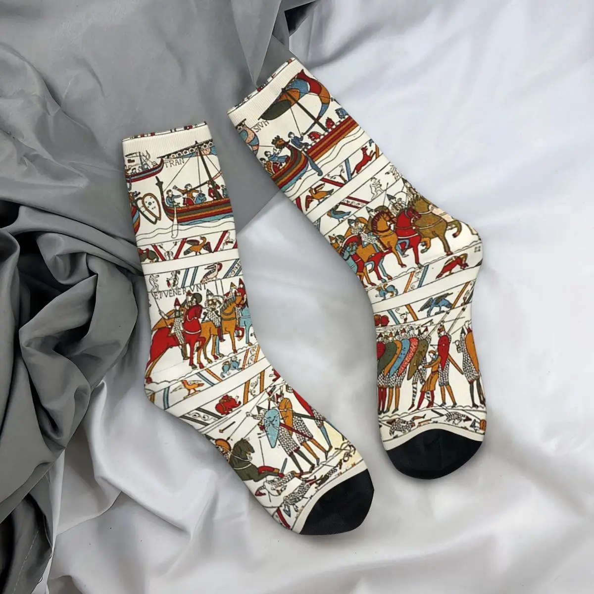 

Чулки для экипажа THE BAYEUX TAPESTRY, BATTLE OF HASTINGS, NORMAN KNIGHTS AND VIKING SHIPS Носки Забавные длинные носки для мужчин и женщин