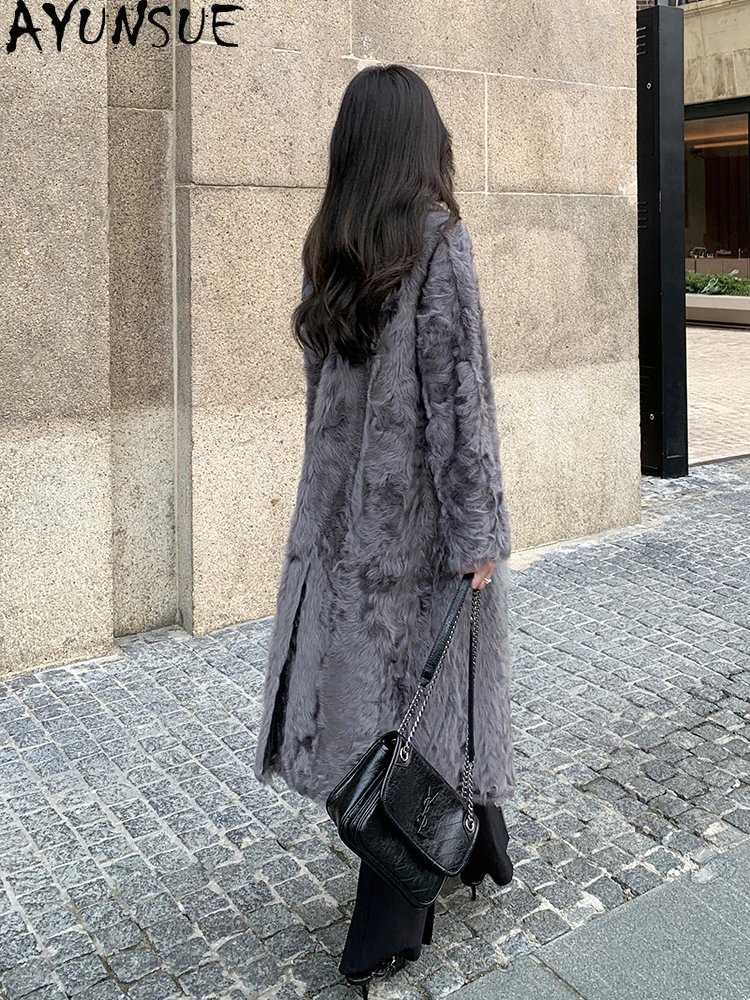 AYUNSUE 2025 Новые дубленки для женской одежды Шуба из натуральной шерсти Женская одежда Модная роскошная верхняя одежда Пальто Женское
