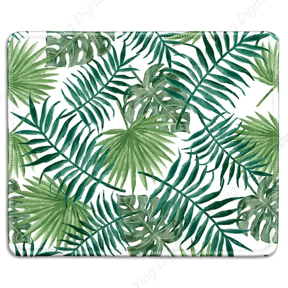 Artistic Plant Mouse Pad With Watercolor Style Tropical Leaf Pattern Printed On Rubber Computer Game Mouse Pad