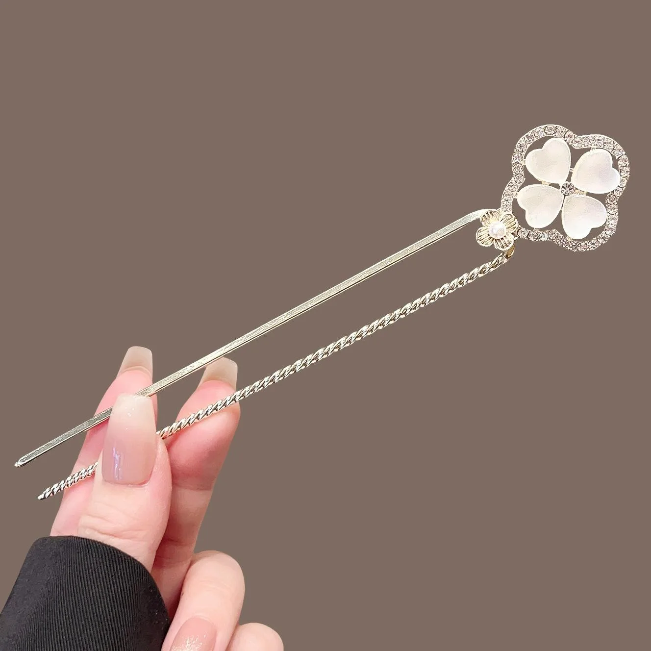 1 قطعة المتخصصة أربع أوراق البرسيم دبوس الشعر الراين المحيطة عين القط مزين النمط الحديث تنوعا أغطية الرأس