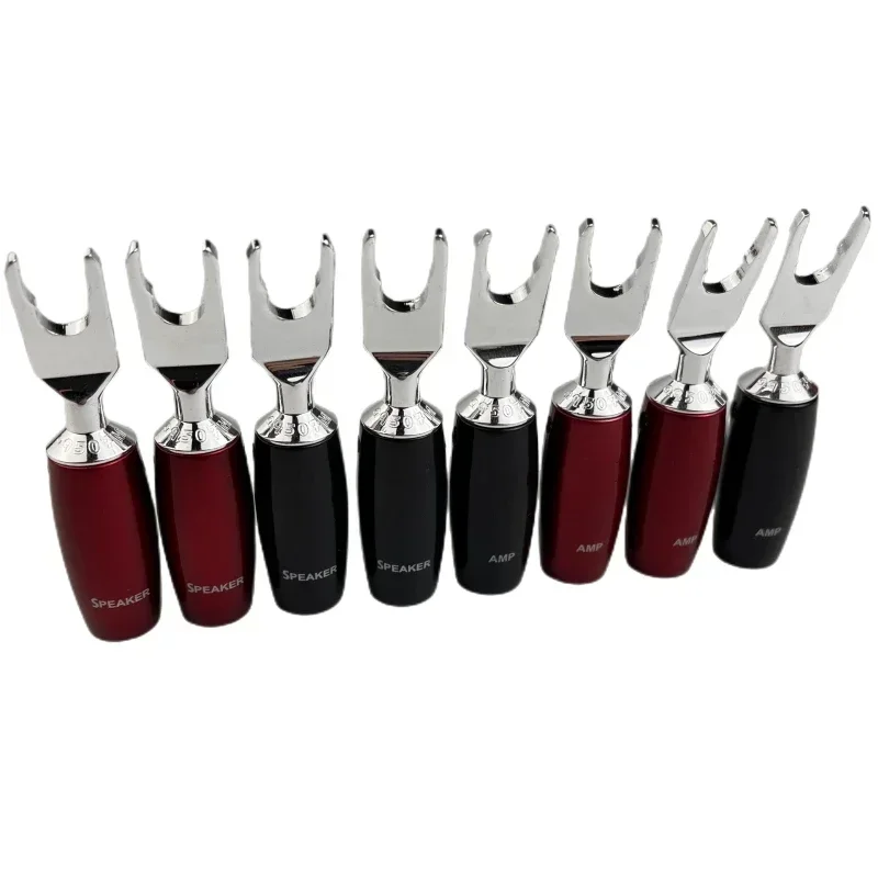 HiF Audio Adapter 507 Series Red Copper Amplifier Speaker Banana Plug Silver Plated Multi-Spade Connector