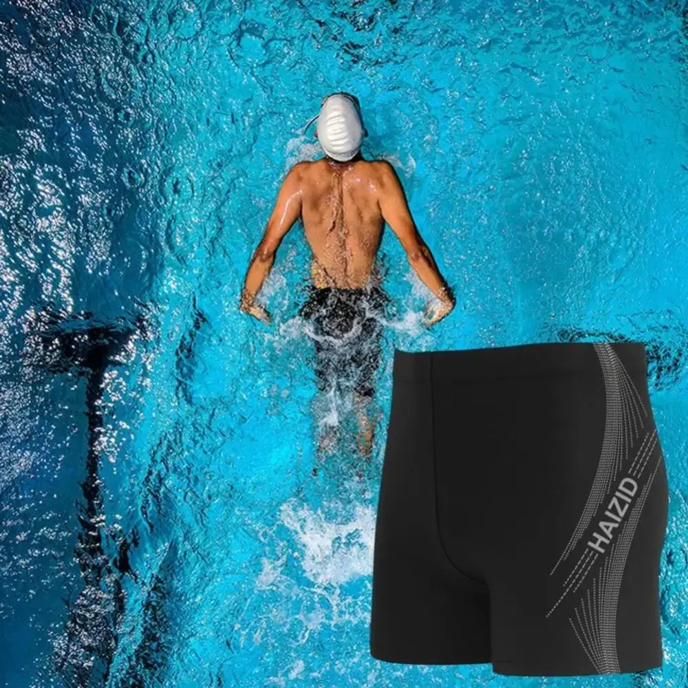 Letter Print Men Swimming Trunk Fashion Elastic Quick-drying Summer Swimsuit Boxer Plus Size Breathable Swimming Shorts