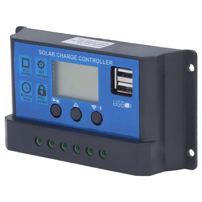 Solar Charge Controller LCD Automatic Identification With 5V Smart 2 USB Port 20A 12V 24V