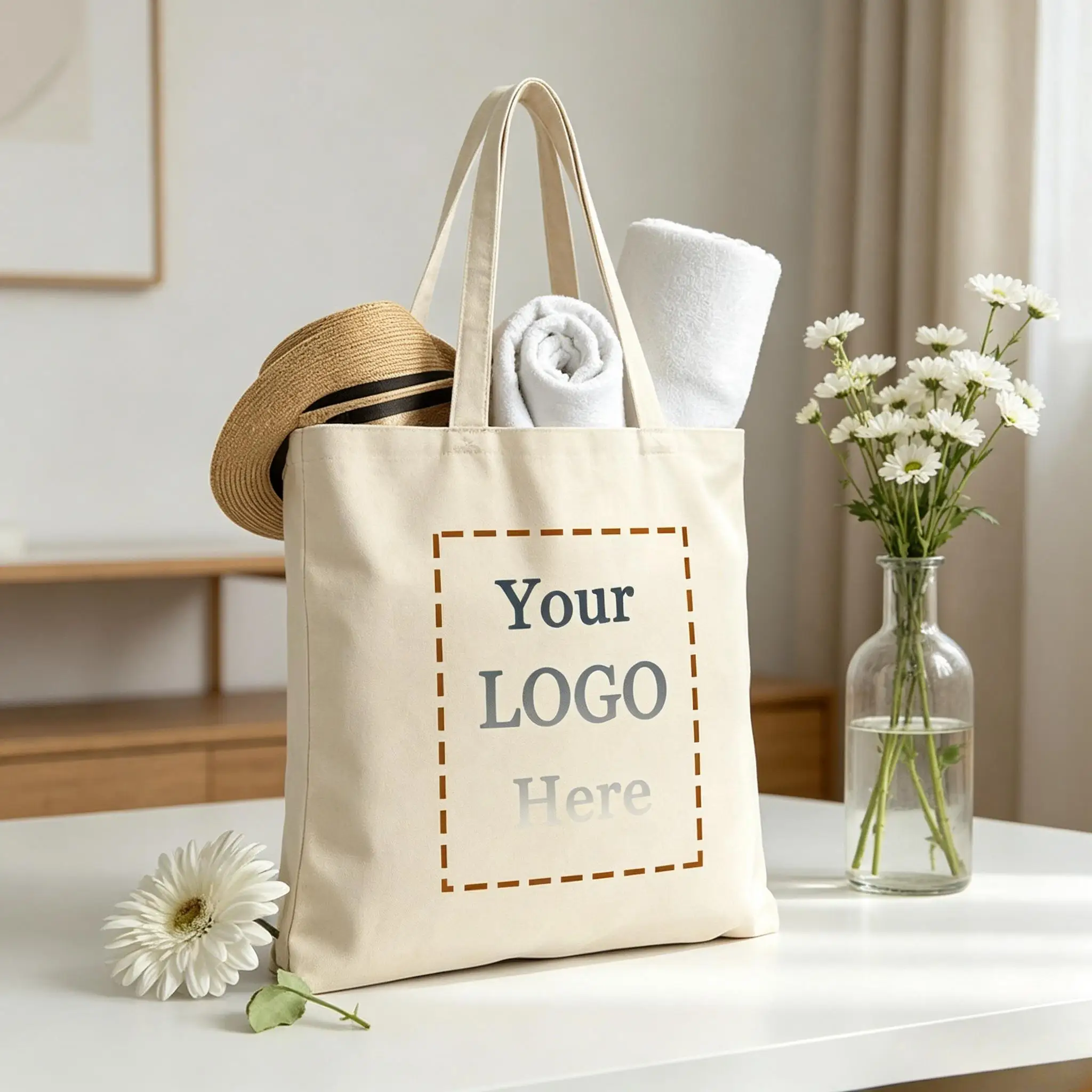Personalized Photo/Logo Customized Canvas Bag Large Capacity Shoulder Bag Fashion Shopping Bags Lightweight Travel Perfect Gift
