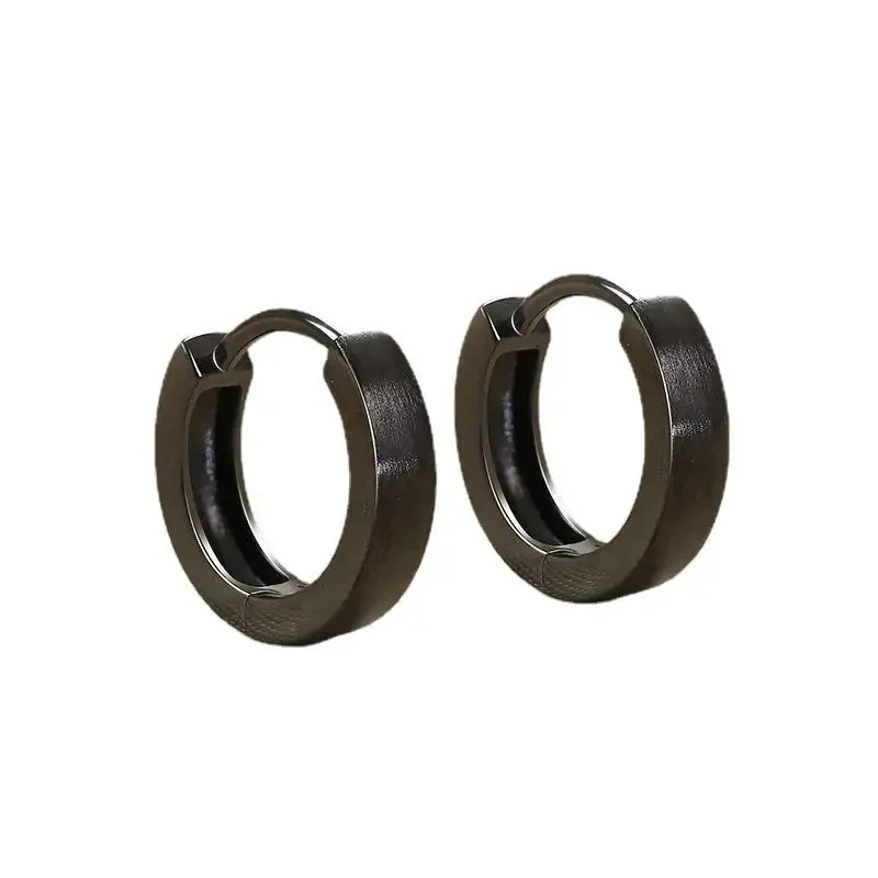 Real 925 Sterling Silver Minimalist Round Blace Ear Buckle for Women Hoop Earring Jewelry Accessories