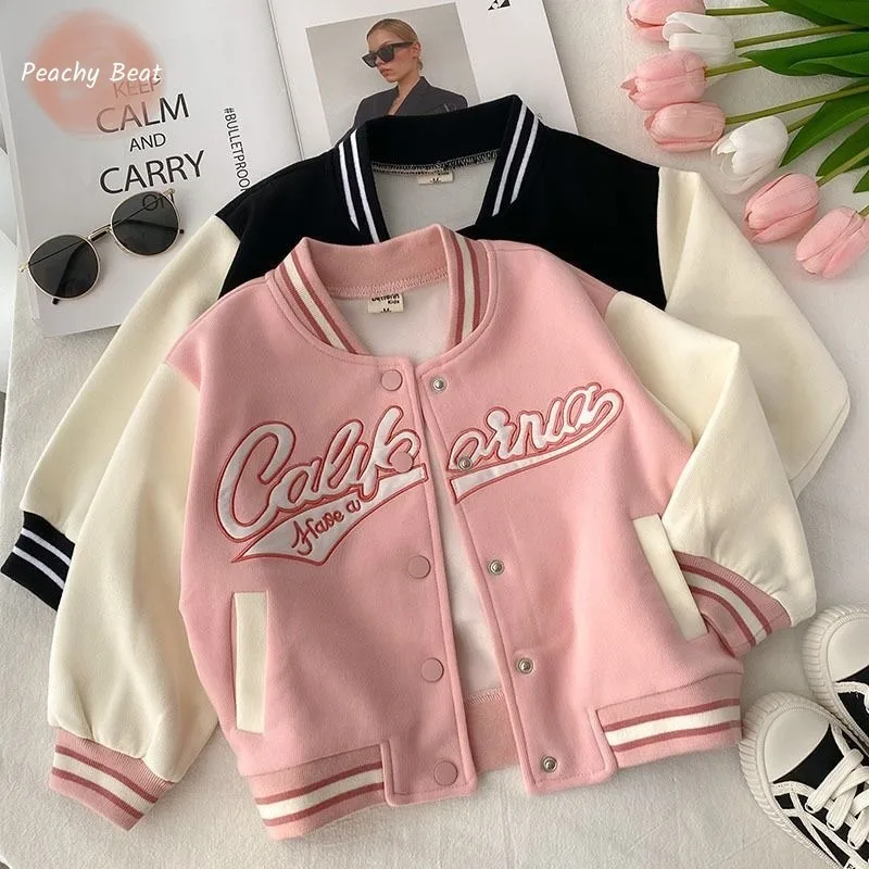 Fashion Baby Girl Cotton Jacket Infant Toddler Child Outwear Spring Autumn Baseball Uniform Casual Baby Clothes Coat 2-10Y