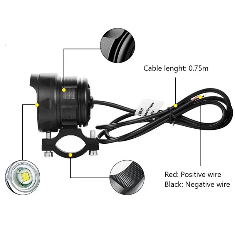 3T6-7T6 Led MotorBike External Refit Headlight Scooter Lamp 12V-85V Motorcycle Light for Electric eBike Cycling Accessories