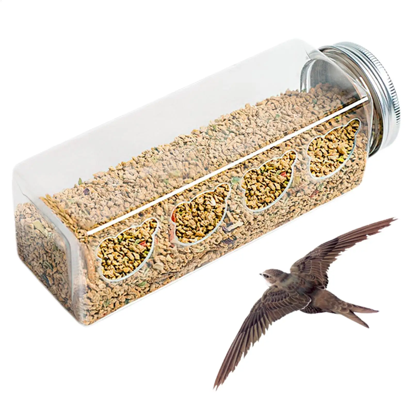 Tragbarer, flaschenförmiger, transparenter Wachtelfutterautomat für Papageien, Nymphensittiche, Kanarienvögel, Finken, Wellensittiche und kleine Vögel, Vogelkäfig