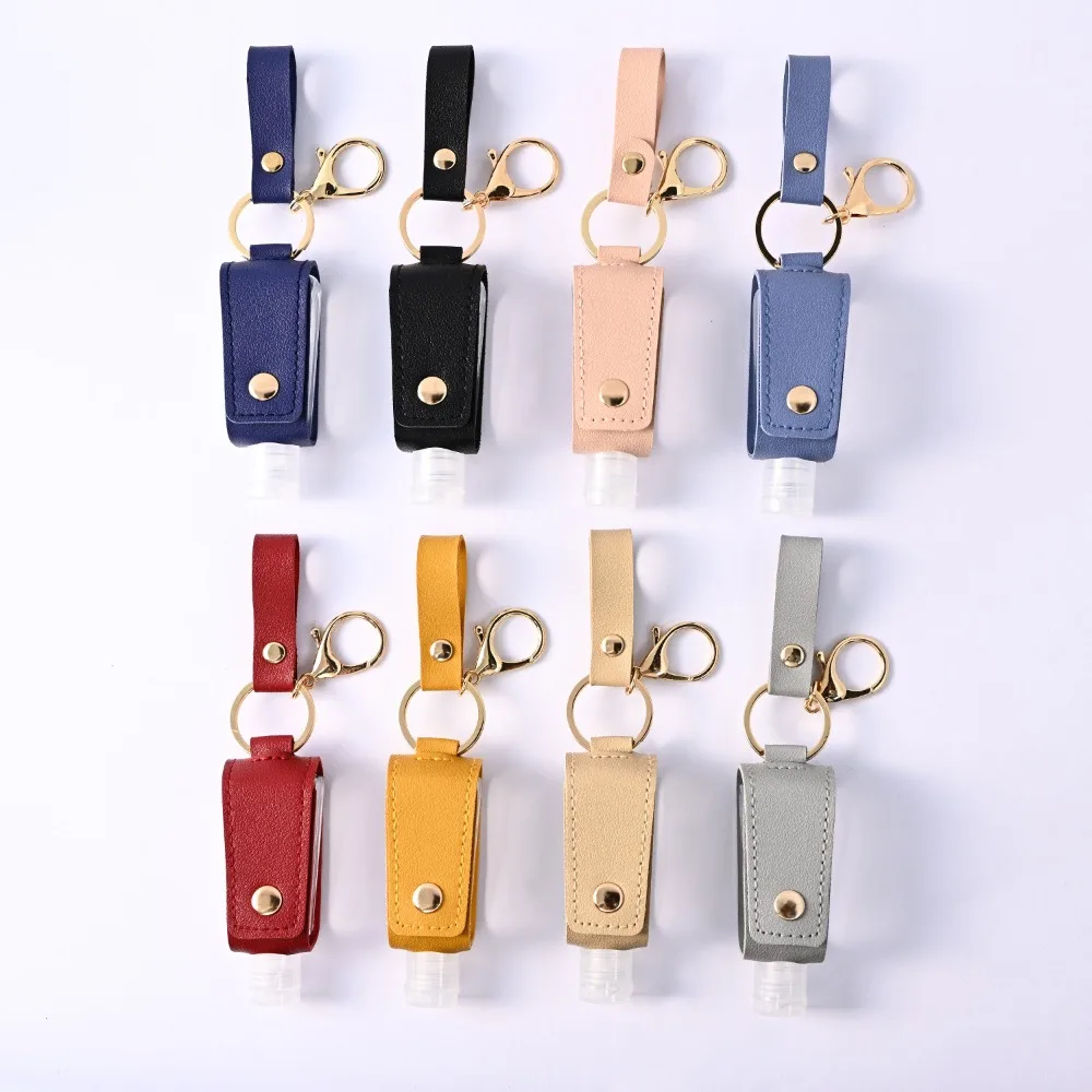 30ml Hydroalcoholic Gel Keychain Hand Sanitizer Case Mini Hands Portable Hydroalcoholic Gel Bottle Leather Case Health Keychain