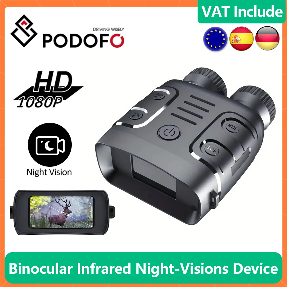 Podofo 1080P Binoculars Night Vision Device 5X Zoom Infrared Night Vision For Hunting Boating Battery Powered Outdoor Camping