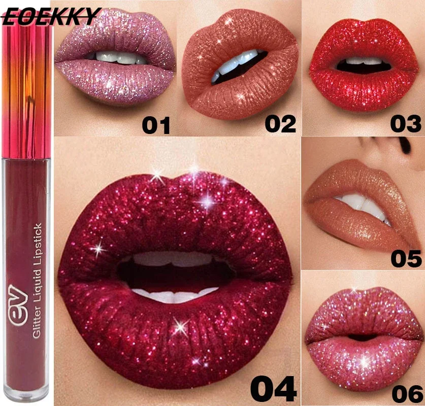 

12 Color Waterproof Diamond Shimmer Lip Gloss Matte Glitter Liquid Lipstick Lip Gloss Sexy Makeup Lipstick Cosmetics Products