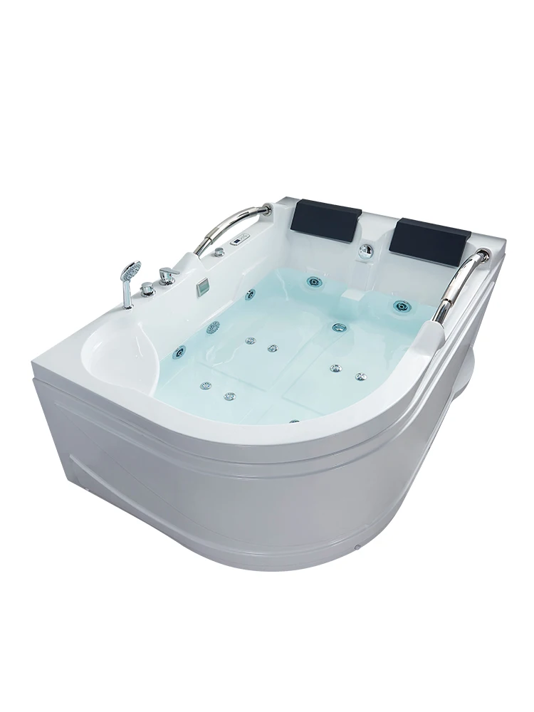 Home adult acrylic double massage heated double armrest bathtub