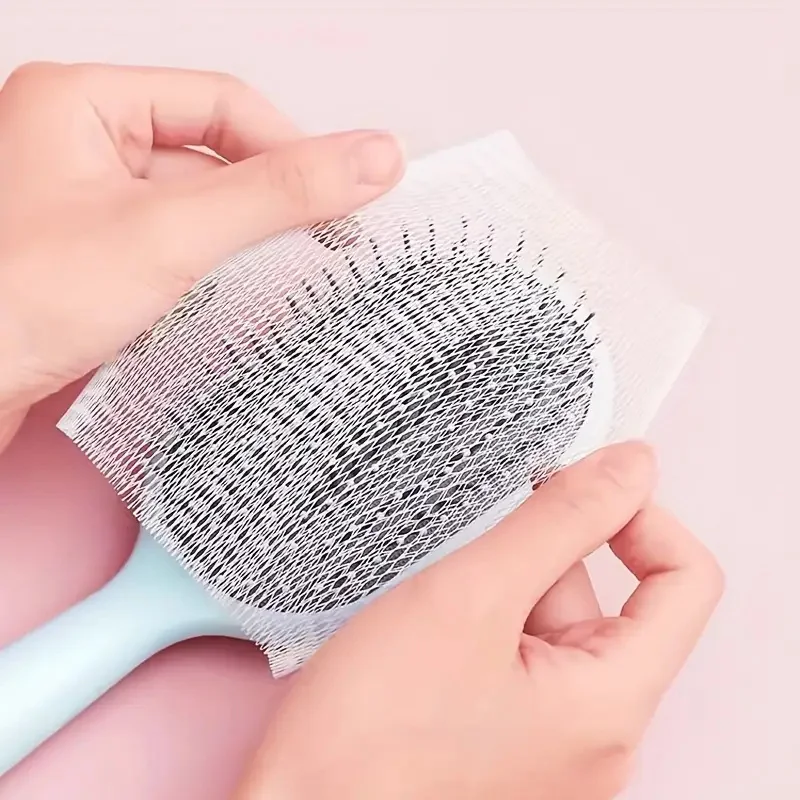 50pcs Disposable Comb Cleaner Hair Removal Net Mesh Protection Bristle Protective Sheet Airbag Pad Cover for Air Cushion Comb