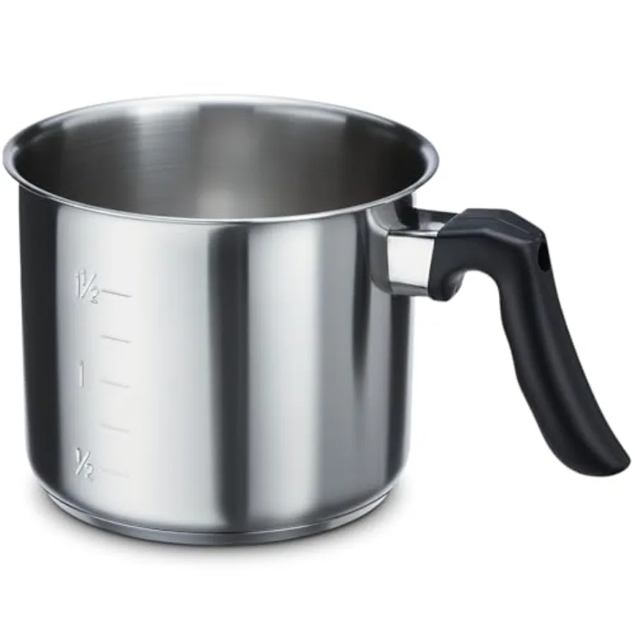 

2.6-Quart Stainless Steel Milk Pot All-Stovetop Compatible Saucepan with Ergonomic Heat-resistant Handle Silver