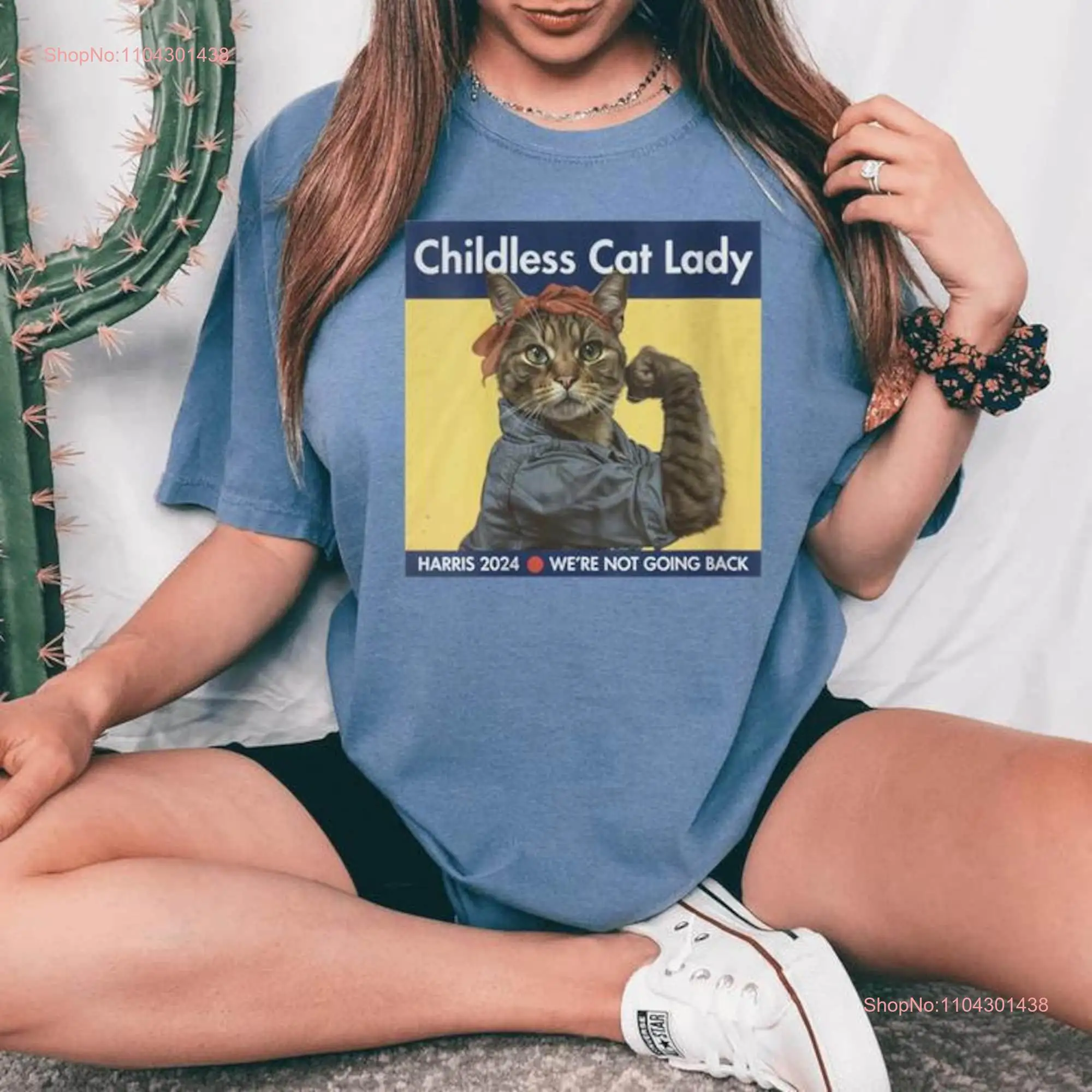 Childless Cat Lady Harris 2024 We Re Not Going Back Women's T Shirt long or short sleeves