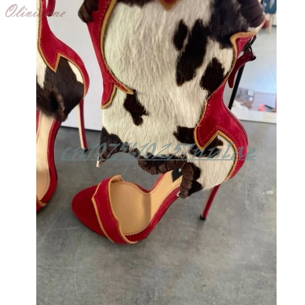 ミックスカラー新デザイン中空サンダル、バックジッパー、スティレットハイヒール、パーティーファッション、セクシーな女性用シューズ、2025年夏新作、女性向け