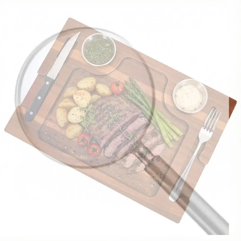 

Доска для сервировки из акации с 2 соусницами, разделочная доска для закусок, для новоселья и Рождества