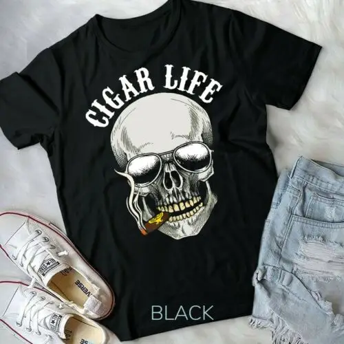 

Awesome Skull Cigar Life Tobacco Cigars Smoker T-Shirt