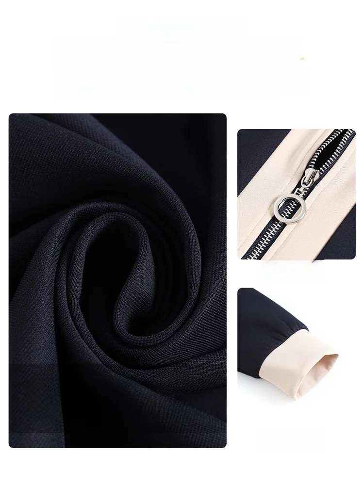 طقم Rn كاجوال بقلنسوة طويل مكون من قطعتين للأمهات الصغيرات للخريف من ألياف البوليستر فضفاضة بسحاب للإغلاق...