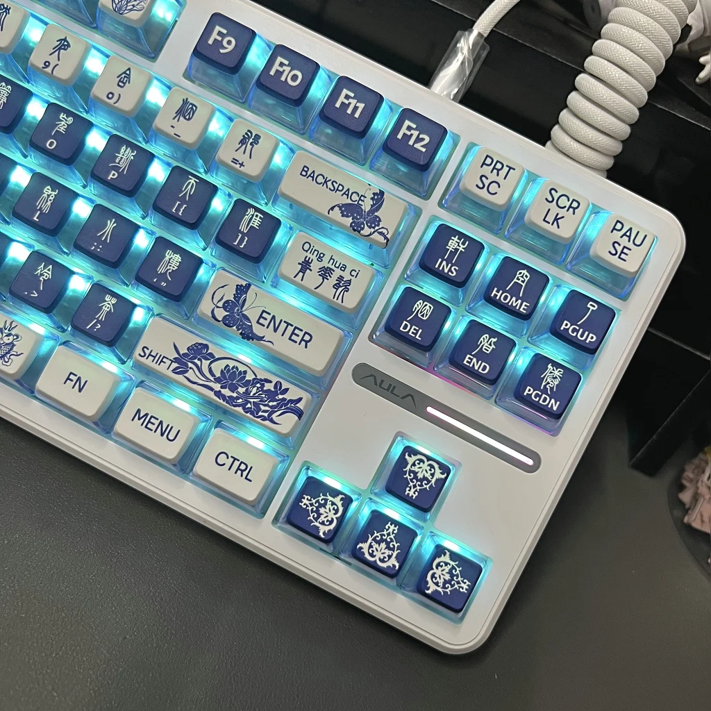 

116 клавиш, сине-белый фарфоровый колпачок, четырехсторонний прозрачный ASA, высота, PBT, поддержка термосублимации Wooting60 Deer A75 Atk68