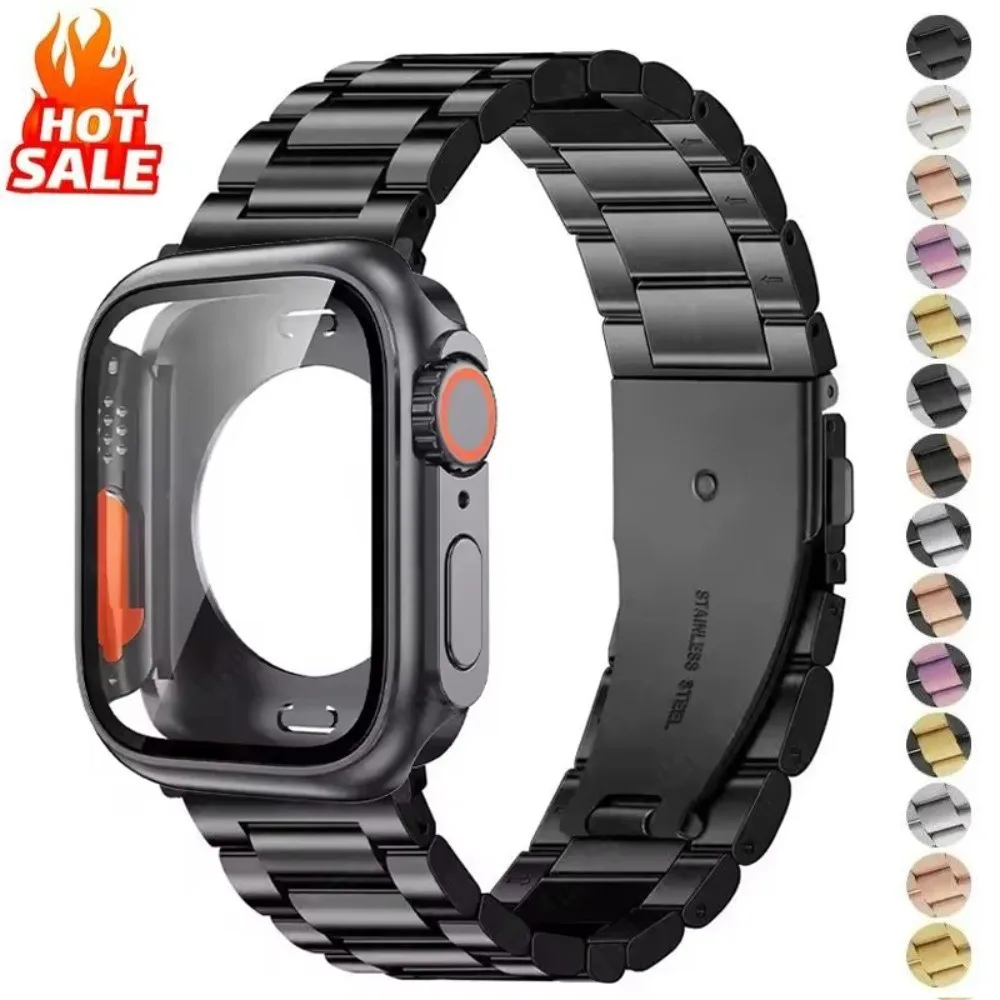 Armband + Hülle für Apple Watch 11 10 42 mm 46 mm 9 8 7 41 mm 45 mm Metallband PC-Gehäuse für iWatch Serie 6 5 4 SE 40 mm 44 mm Armband